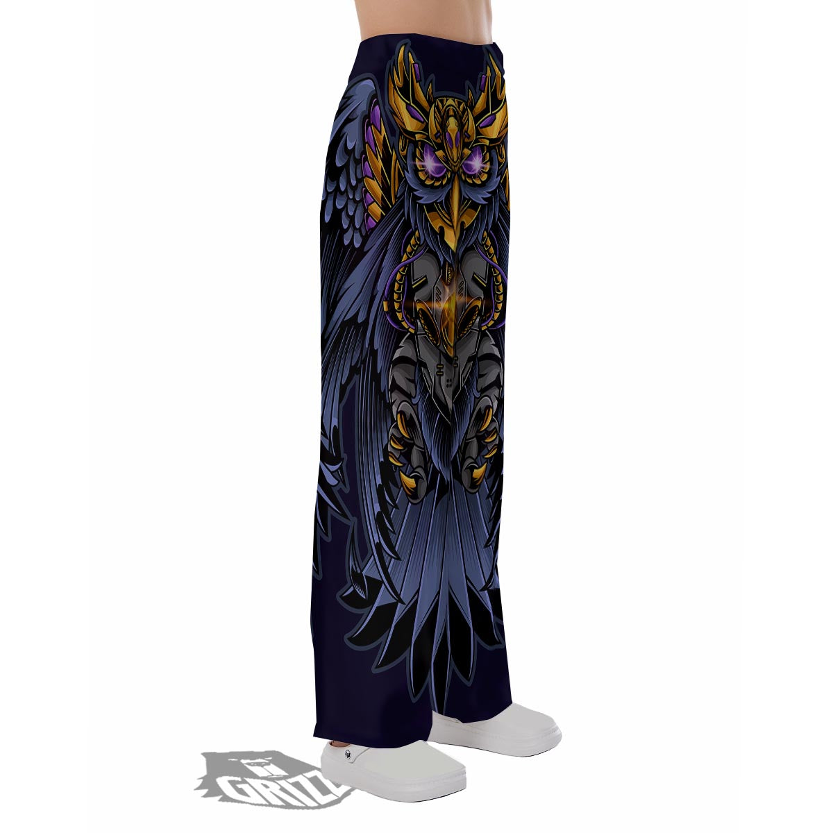 Owl Steampunk Print Pajama Pants-grizzshop