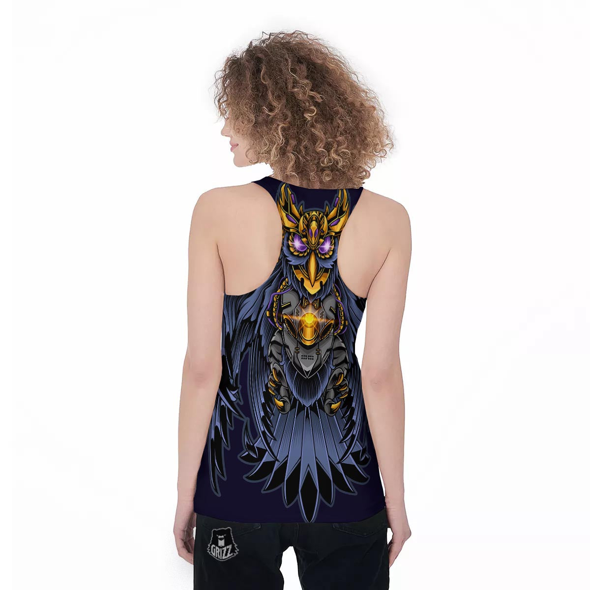 Owl Steampunk Print Women's Racerback Tank Top-grizzshop