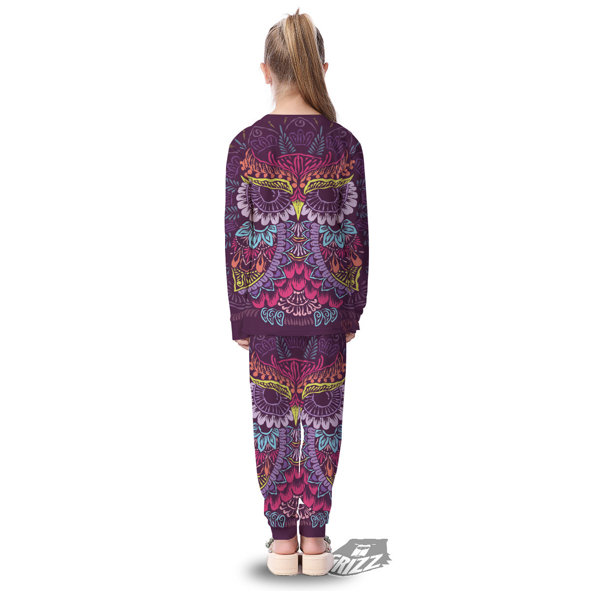 Owl Tribal Colorful Print Kid's Pajamas-grizzshop