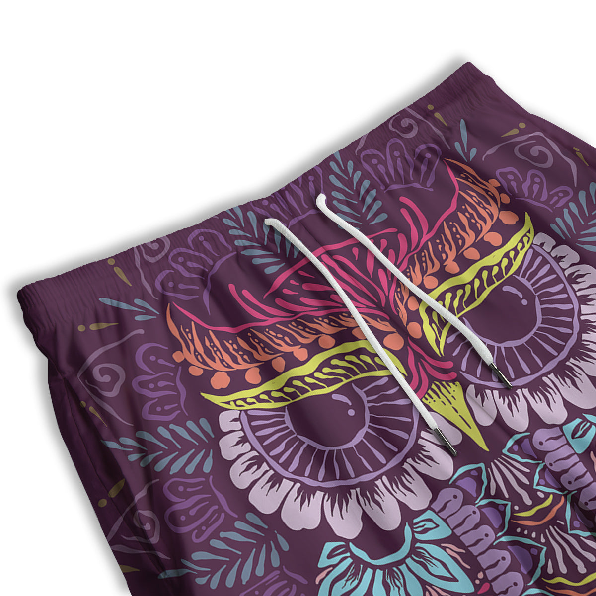 Owl Tribal Colorful Print Men's Athletic Shorts