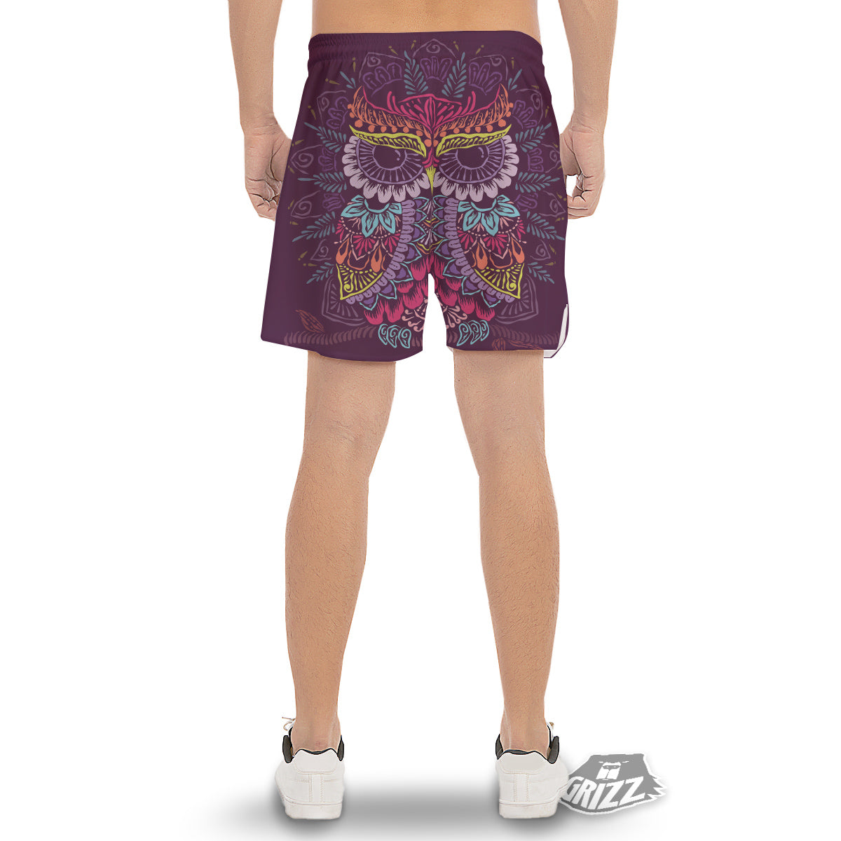Owl Tribal Colorful Print Men's Gym Shorts-grizzshop