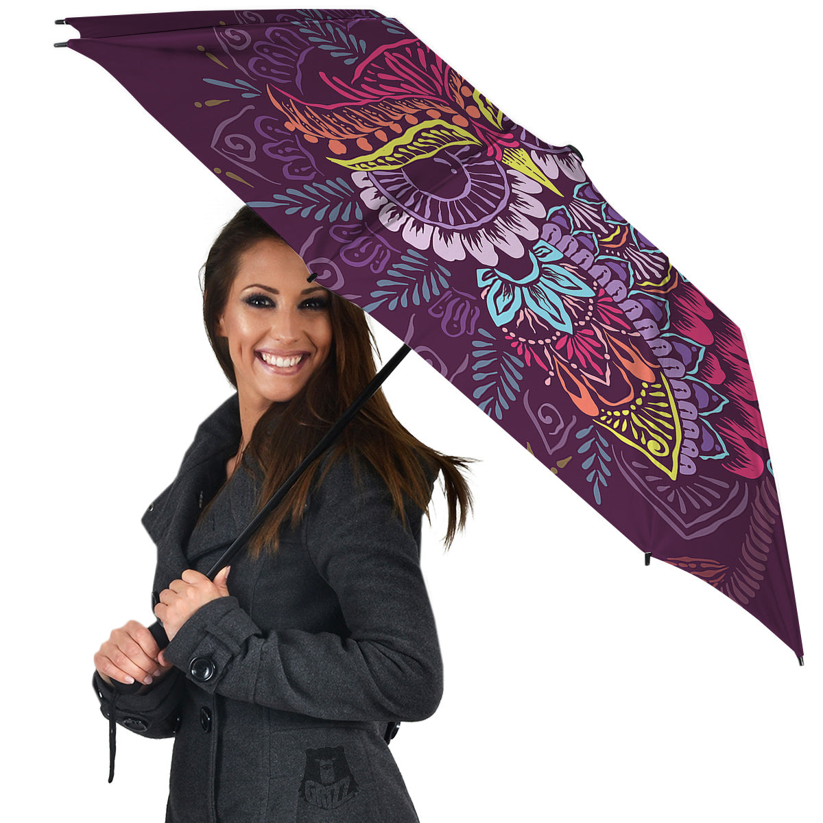 Owl Tribal Colorful Print Umbrella-grizzshop