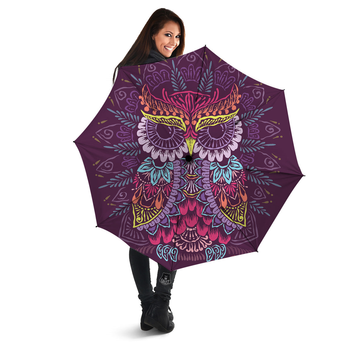 Owl Tribal Colorful Print Umbrella-grizzshop