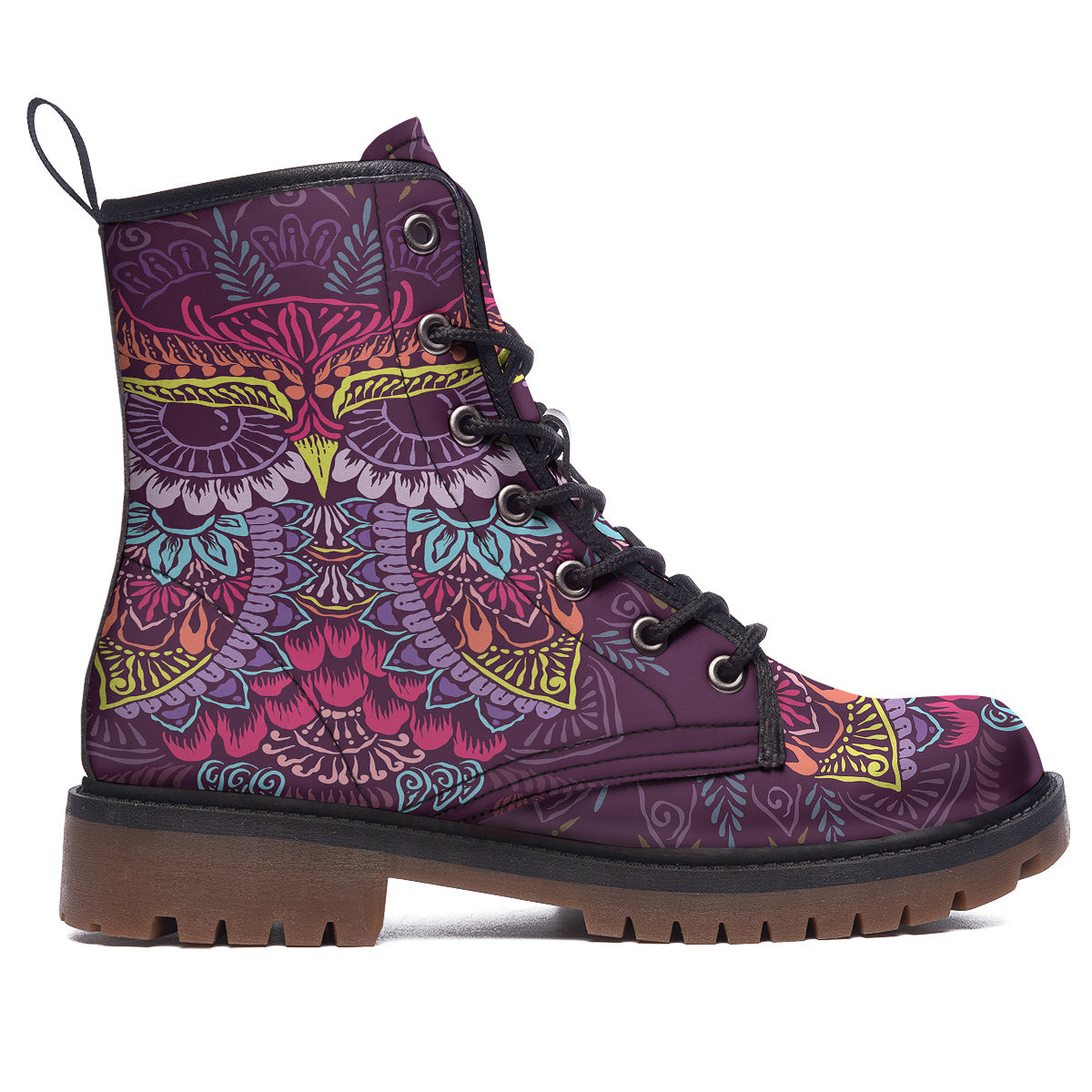Owl Tribal Colorful Print Work Boots-grizzshop