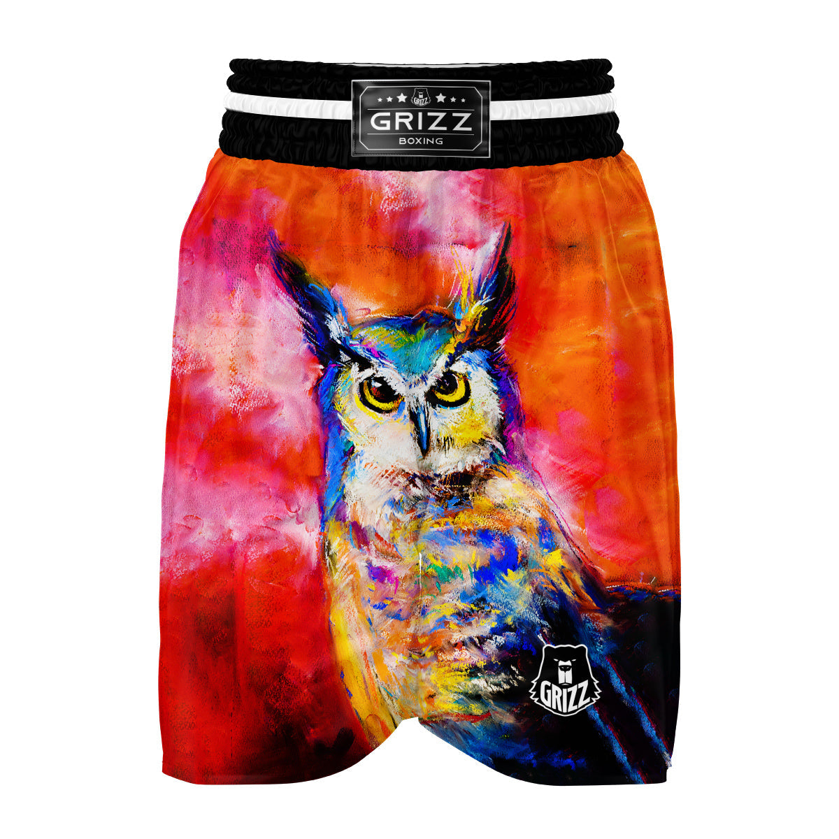 Owl Watercolor Paint Boxing Shorts-grizzshop