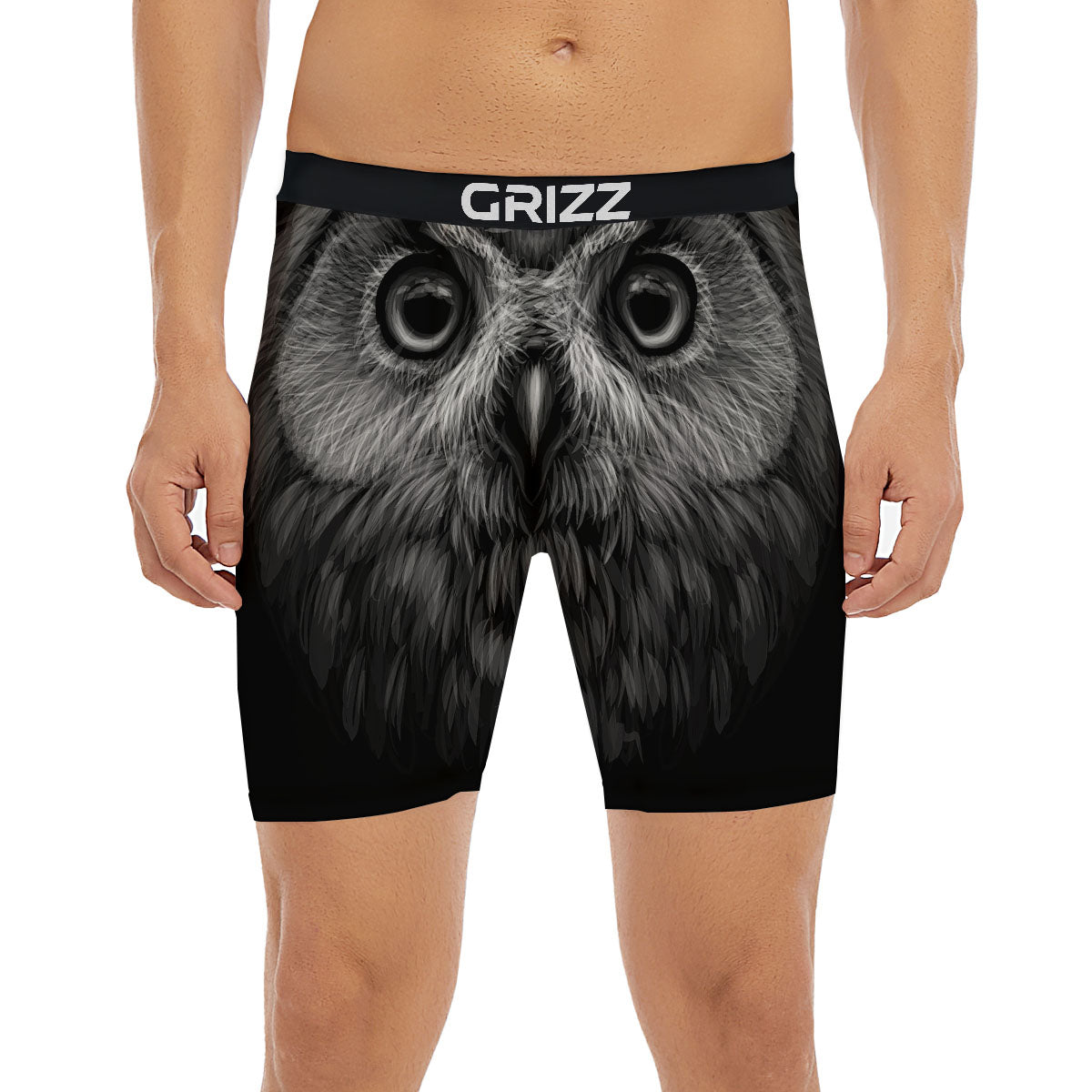 Owl White And Black Print Boxer Briefs-grizzshop