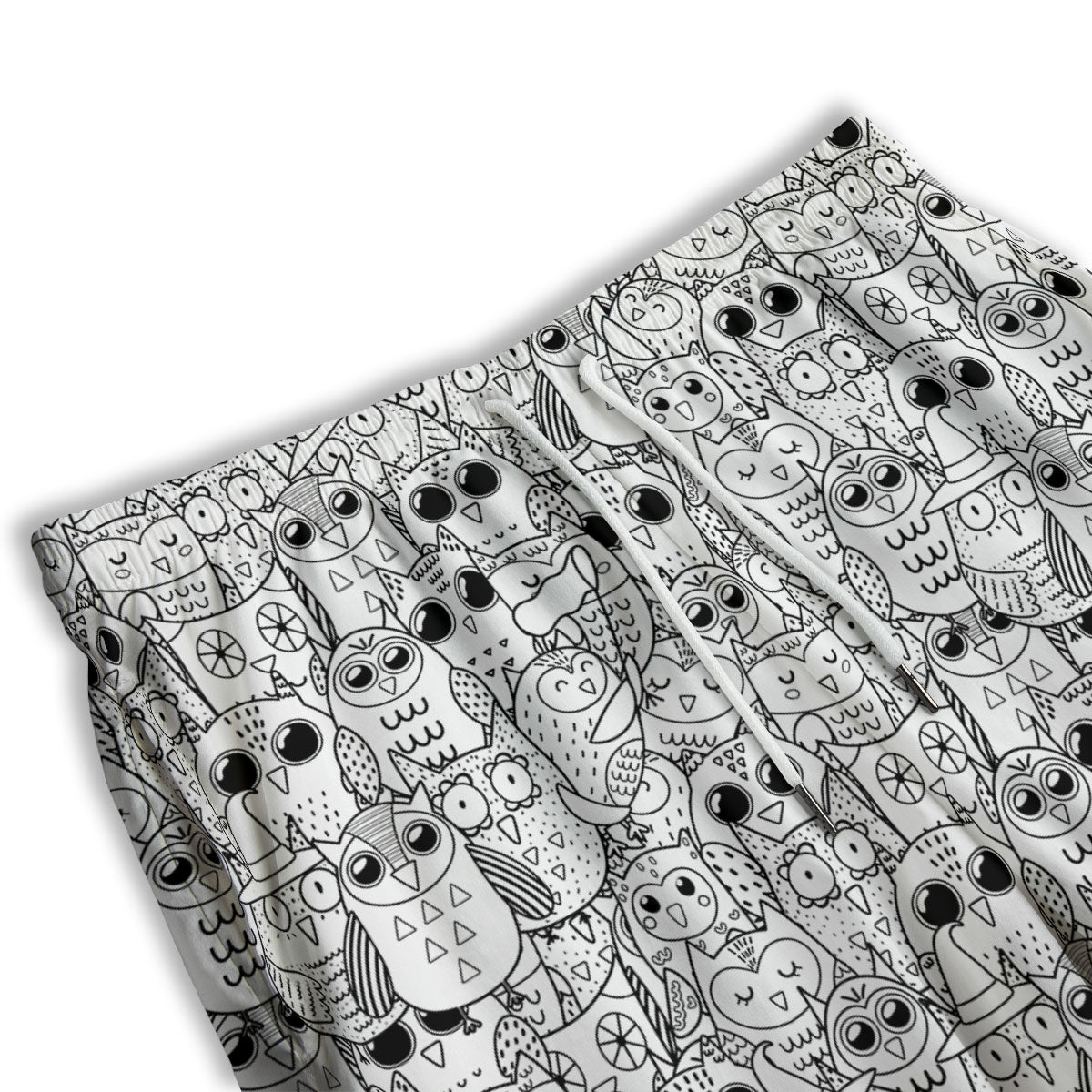 Owl White And Black Print Pattern Men's Athletic Shorts