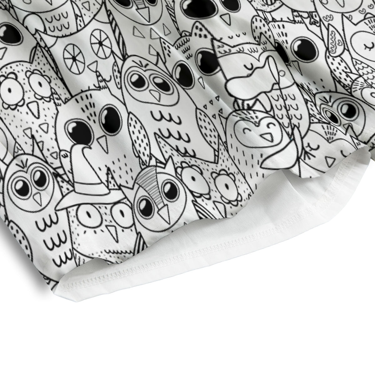 Owl White And Black Print Pattern Men's Athletic Shorts