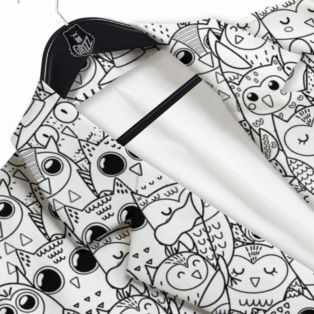 Owl White And Black Print Pattern Men's Sport Coat-grizzshop