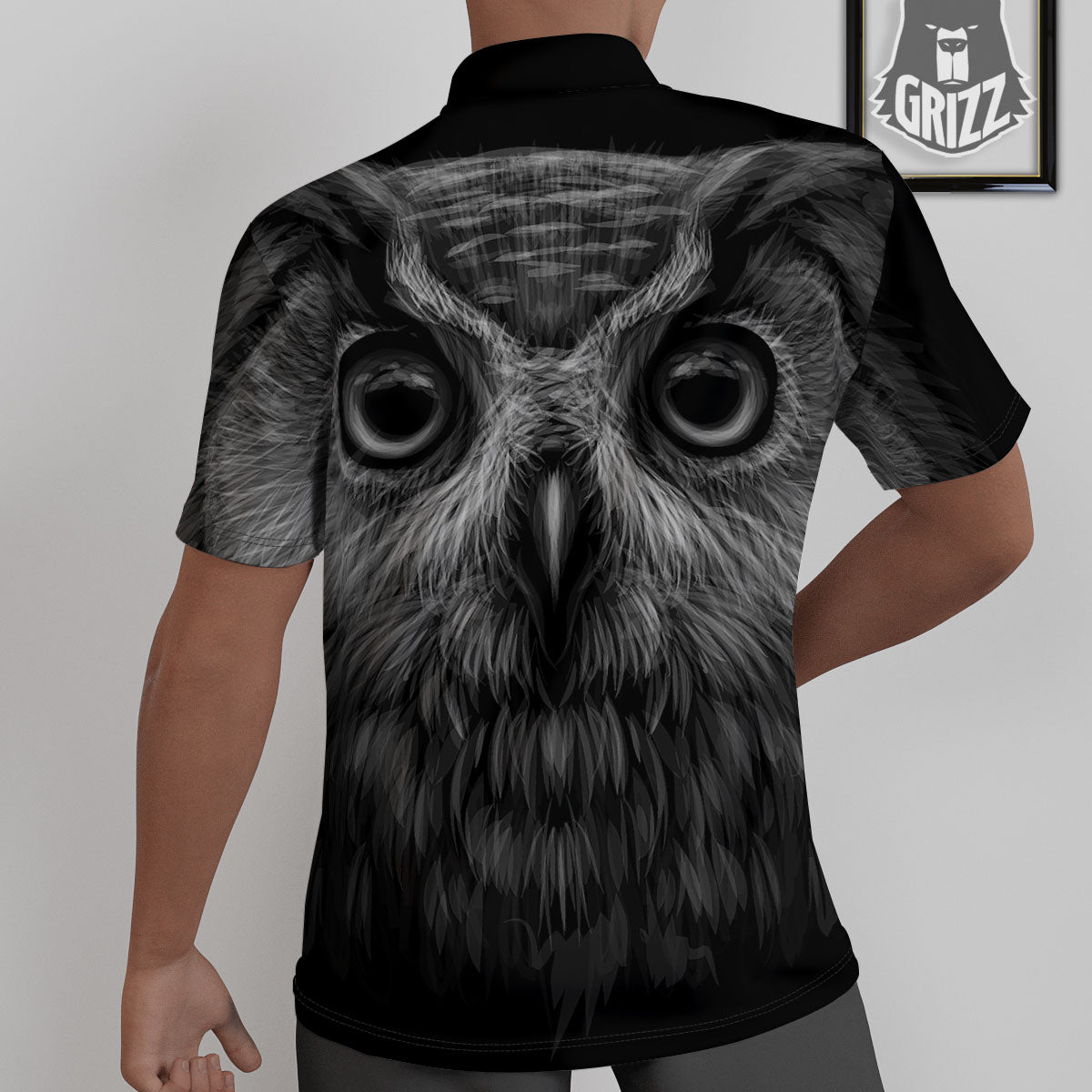 Owl White And Black Print Untucked Shirts-grizzshop