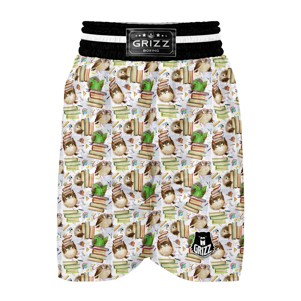 Owl With Book Boxing Shorts-grizzshop