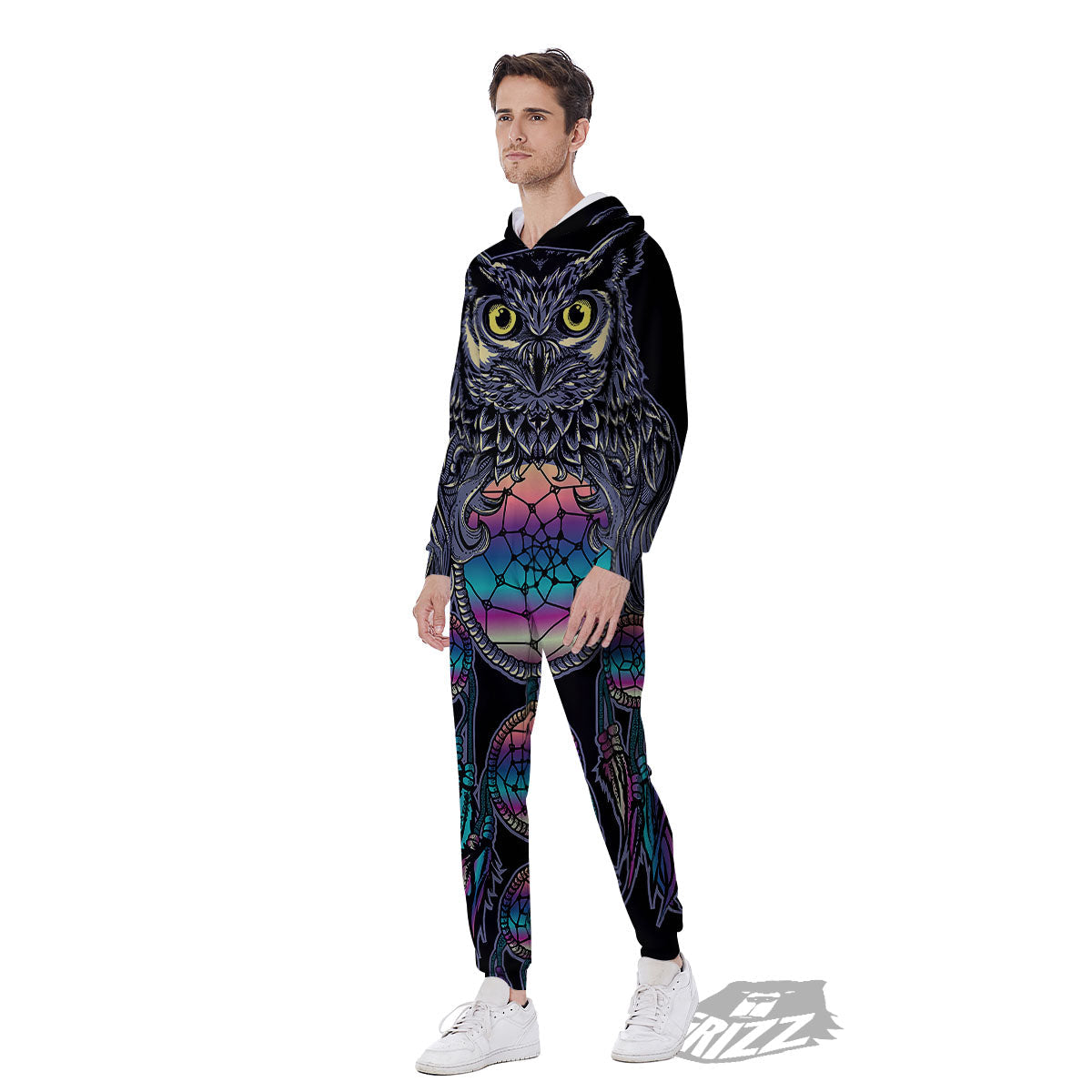 Owl With Dreamcatcher Print Men's Jumpsuit-grizzshop