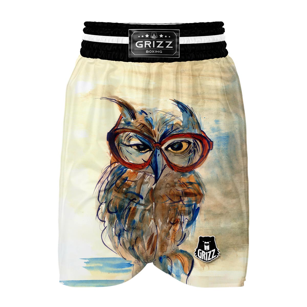 Owl With Glasses Boxing Shorts-grizzshop