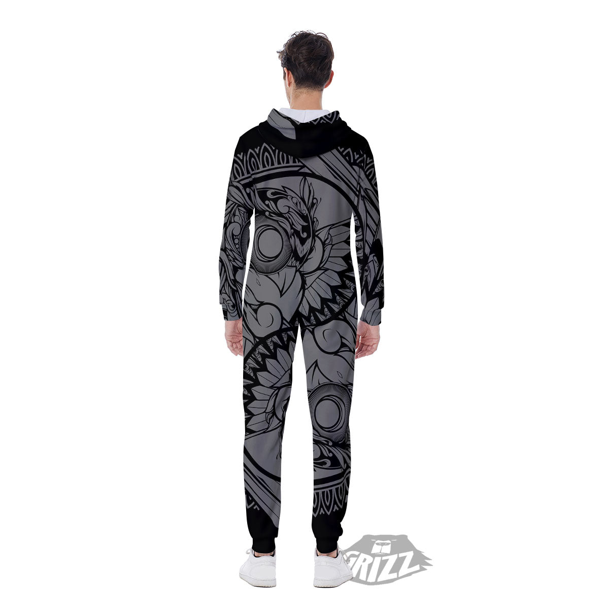 Owl Yin Yang Print Men's Jumpsuit-grizzshop