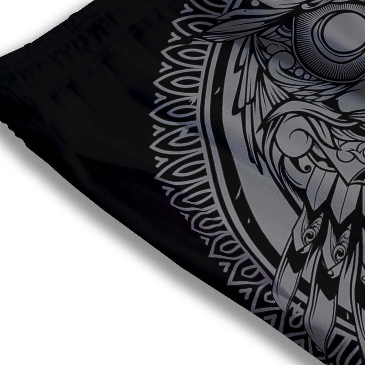 Owl Yin Yang Print Mesh Shorts