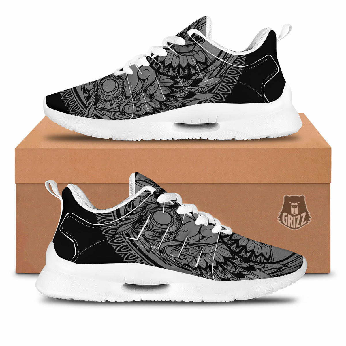 Owl Yin Yang Print Tennis Shoes-grizzshop