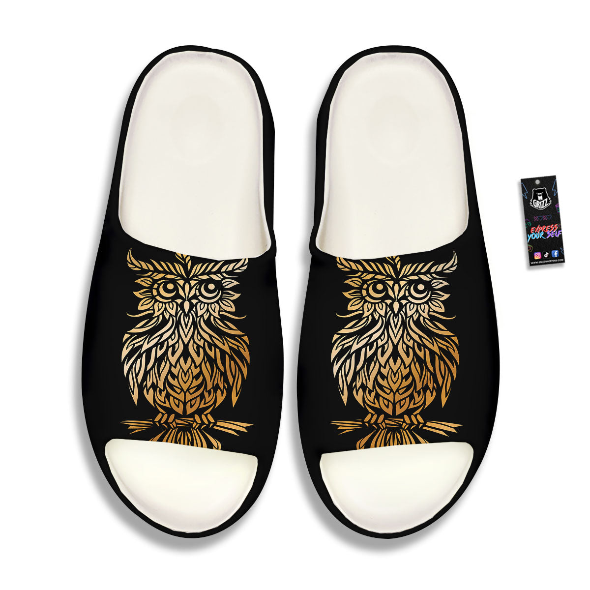 Owl Spiritual Golden Print Sandals-grizzshop