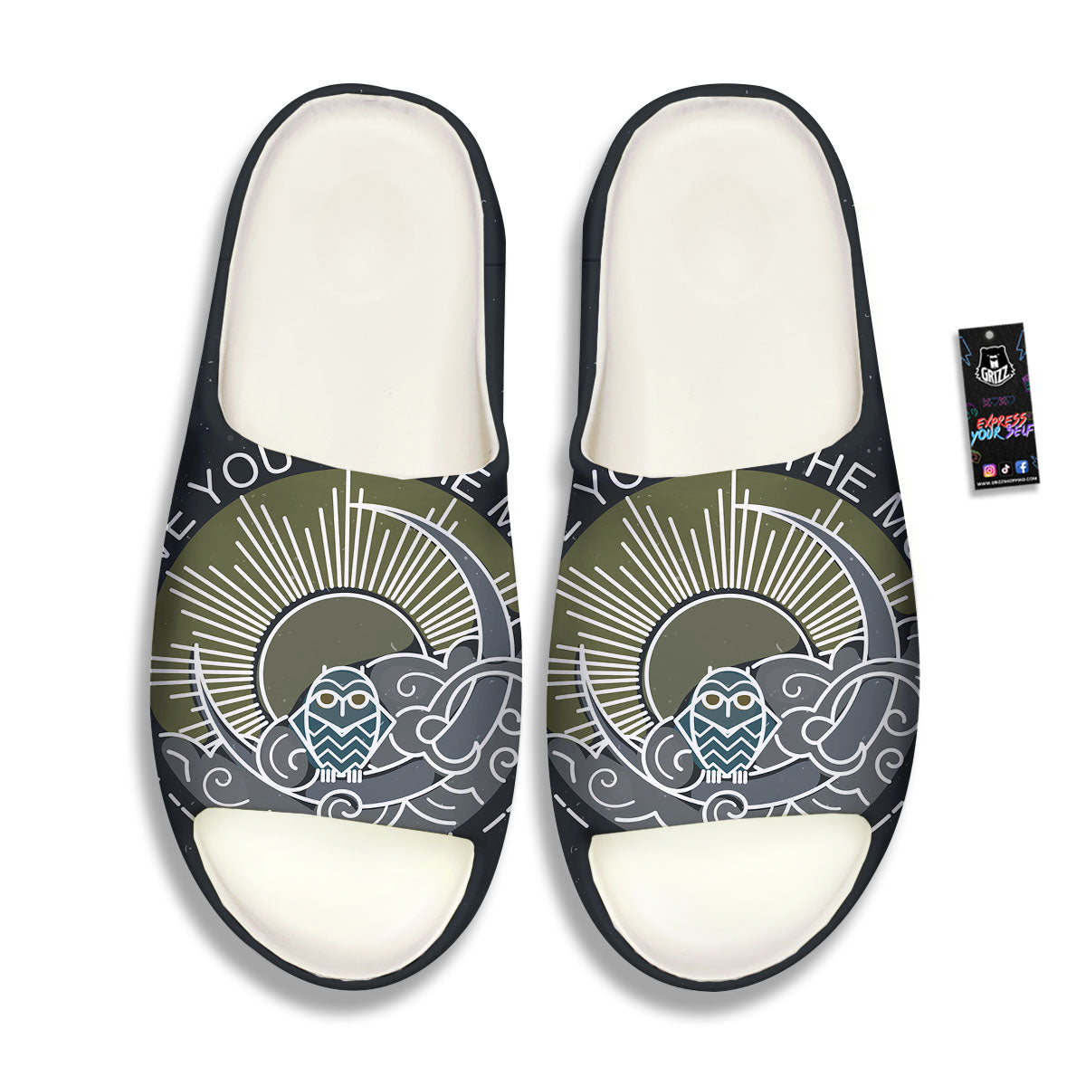 Owl Spiritual With Moon And Sun Print Sandals-grizzshop