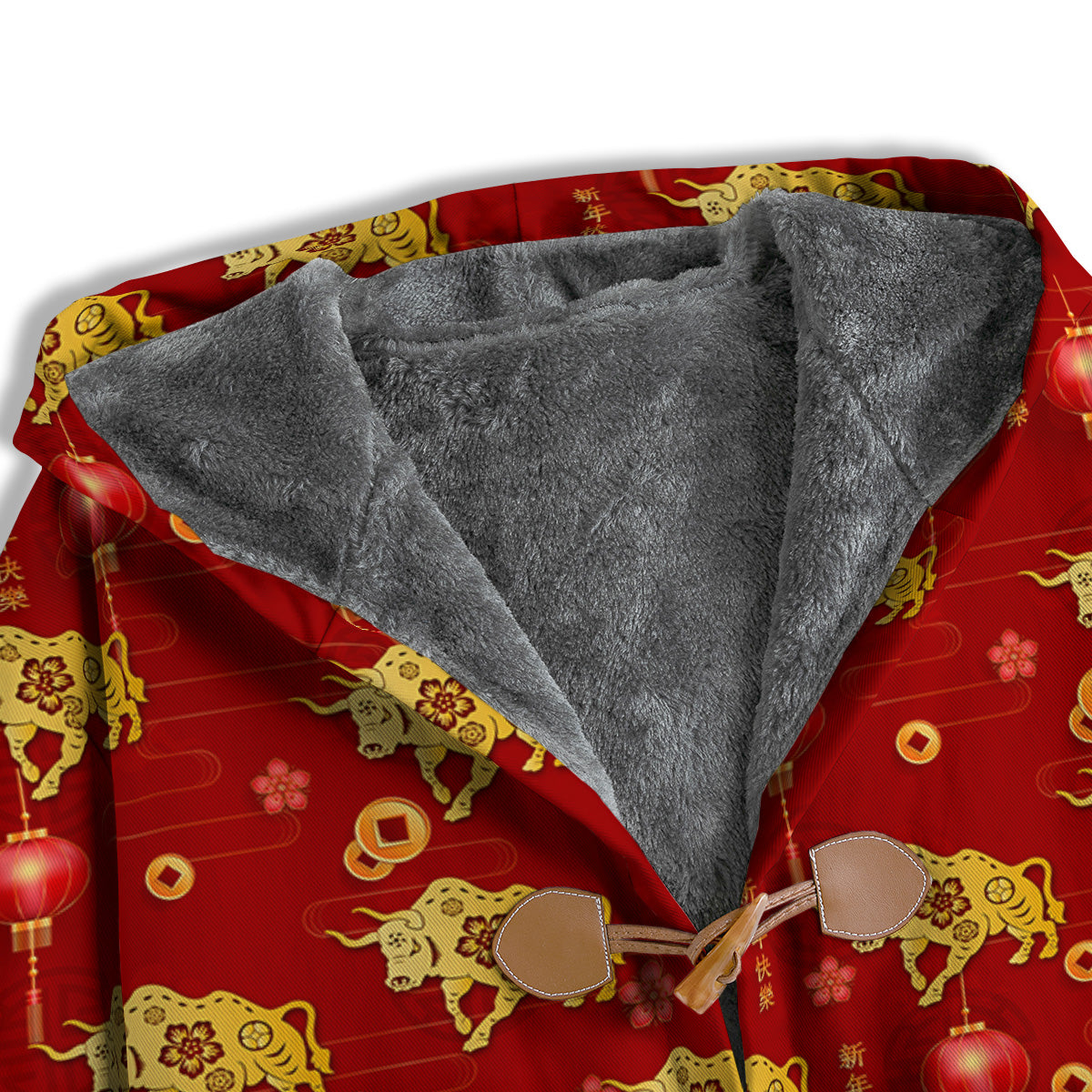 Ox And Chinese New Year Print Pattern Men's Windbreaker Jacket-grizzshop