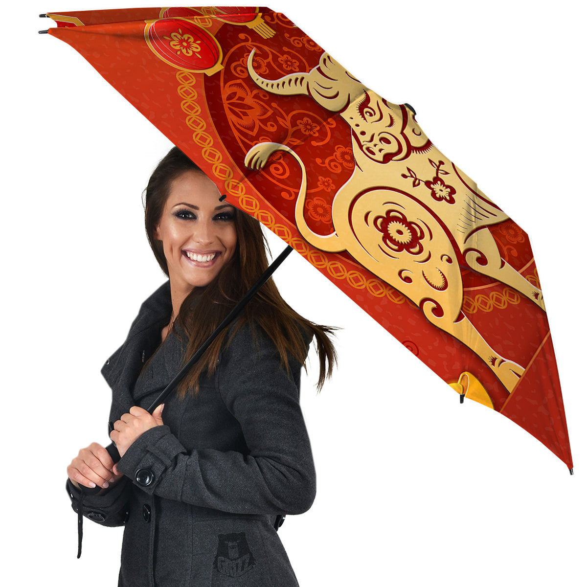 Ox Sign Chinese Horoscope Print Umbrella-grizzshop