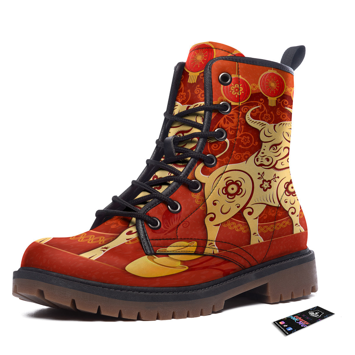 Ox Sign Chinese Horoscope Print Work Boots-grizzshop