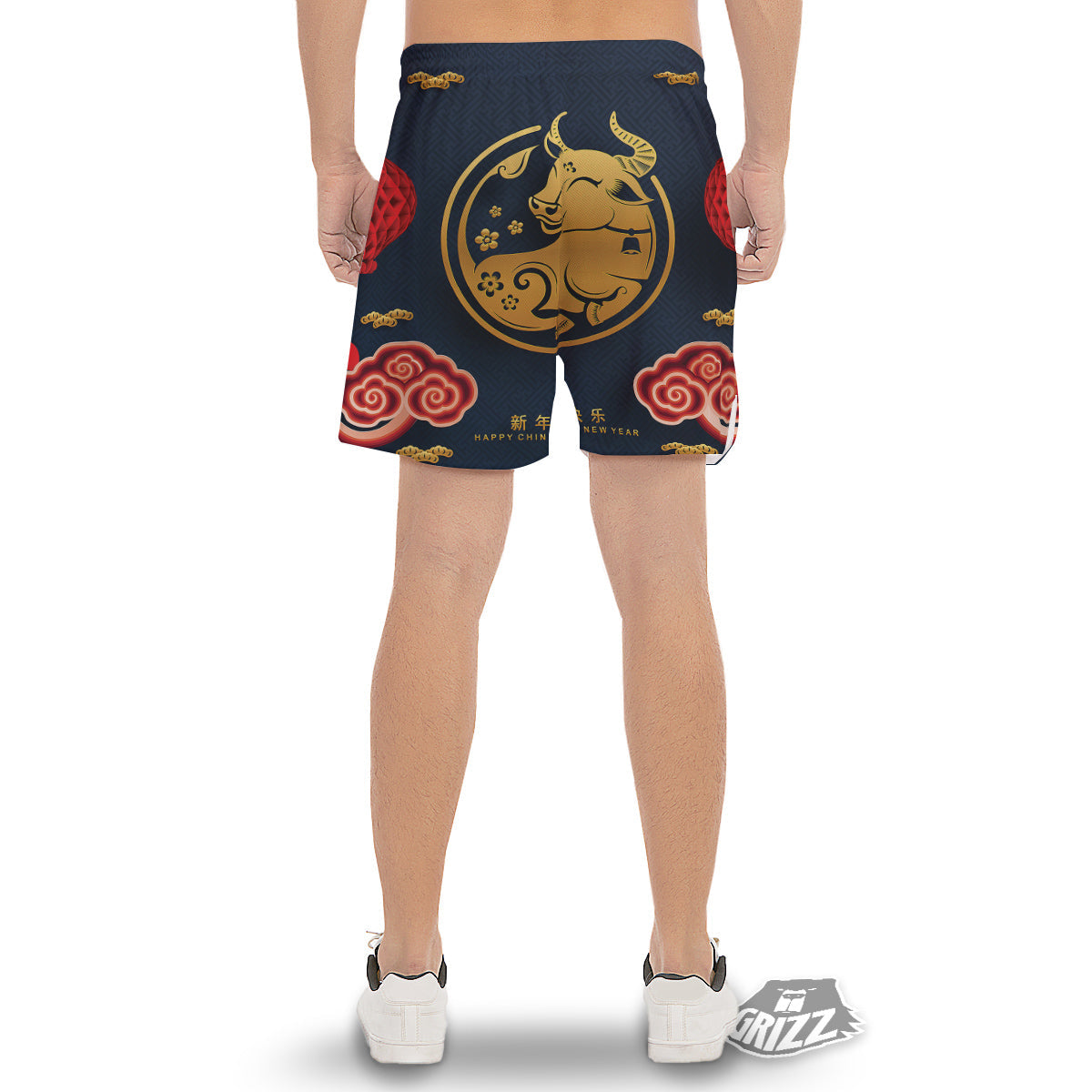 Ox Zodiac Chinese Cute Print Men's Gym Shorts-grizzshop
