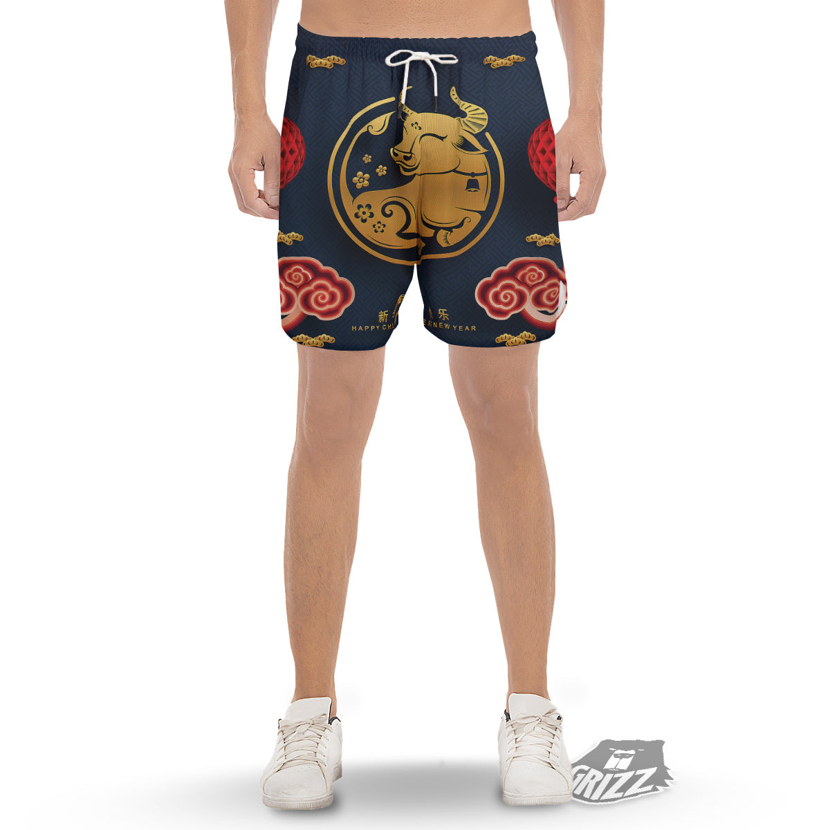 Ox Zodiac Chinese Cute Print Men's Gym Shorts-grizzshop