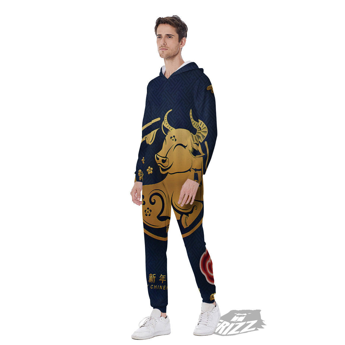 Ox Zodiac Chinese Cute Print Men's Jumpsuit-grizzshop