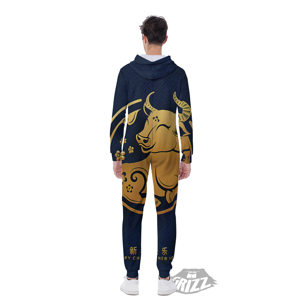 Ox Zodiac Chinese Cute Print Men's Jumpsuit-grizzshop
