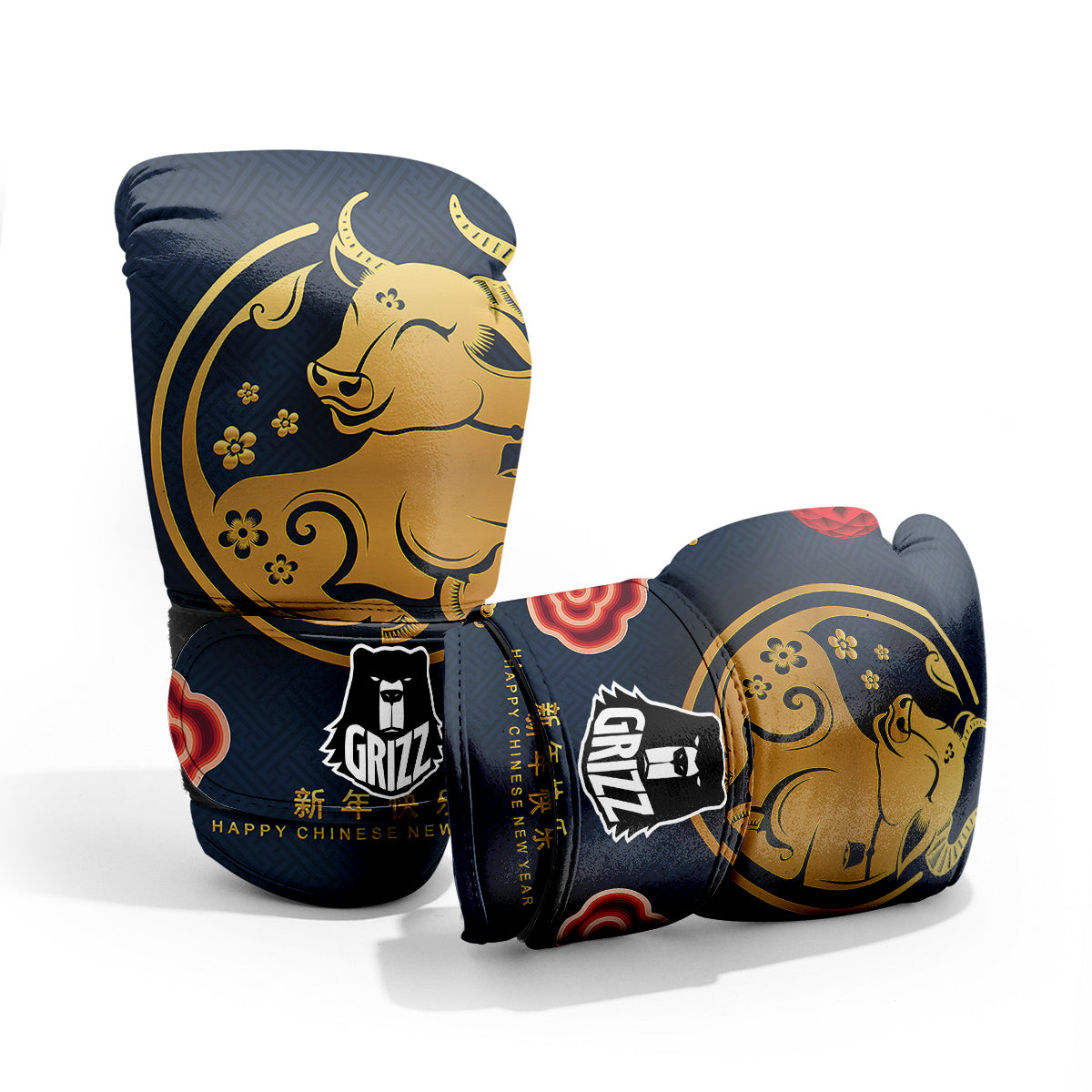 Ox Zodiac Chinese Cute Print Pro Boxing Glove