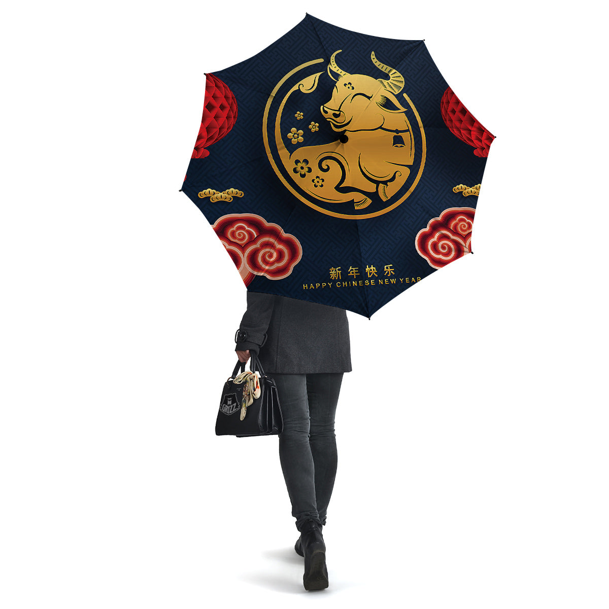Ox Zodiac Chinese Cute Print Umbrella-grizzshop