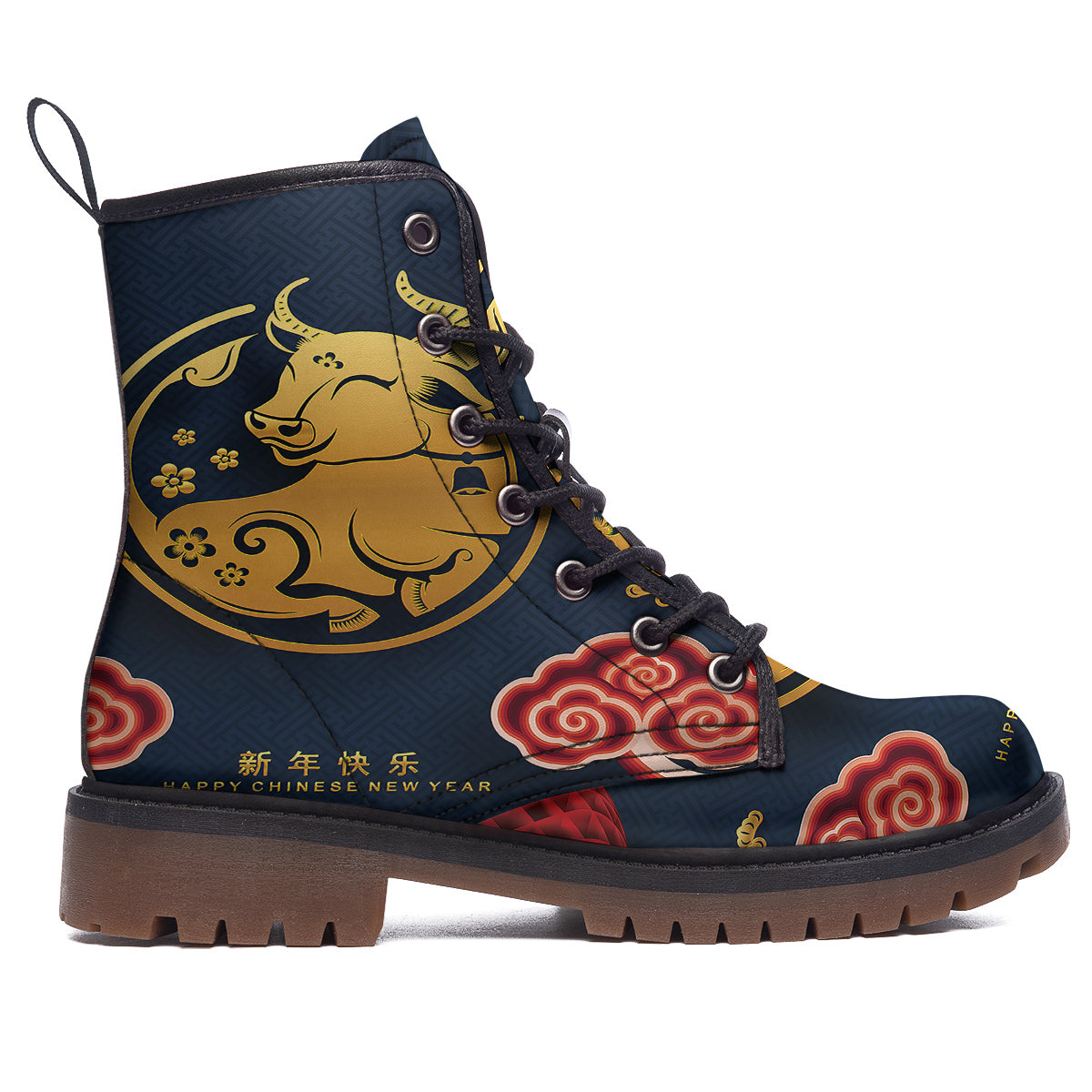 Ox Zodiac Chinese Cute Print Work Boots-grizzshop