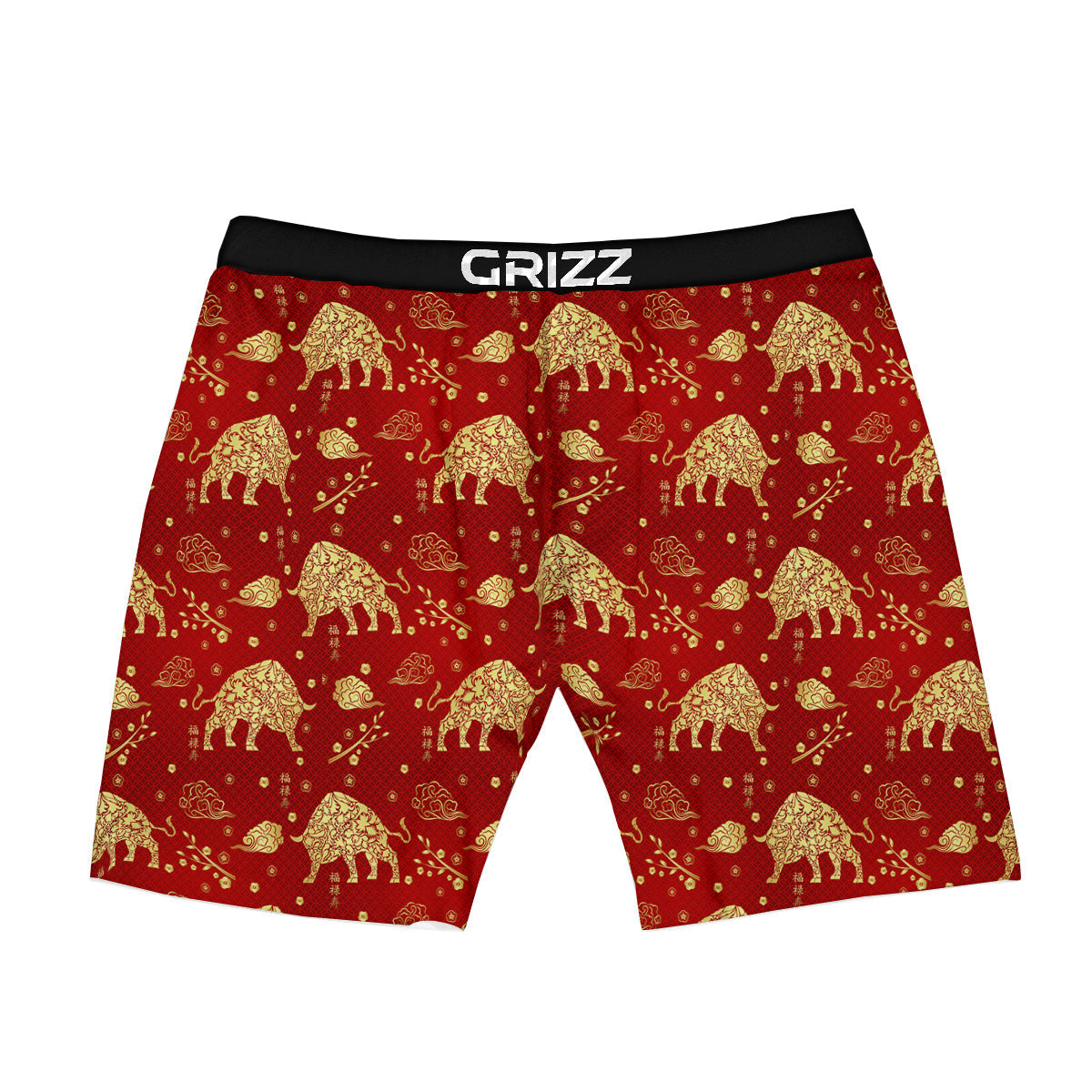 Ox Zodiac Chinese Flower Print Boxer Briefs-grizzshop