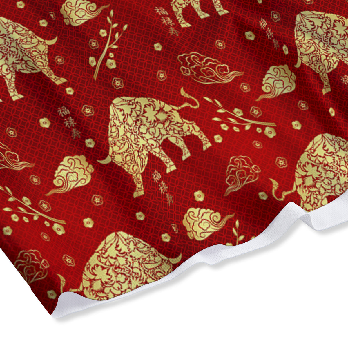 Ox Zodiac Chinese Flower Print Mesh Shorts-grizzshop
