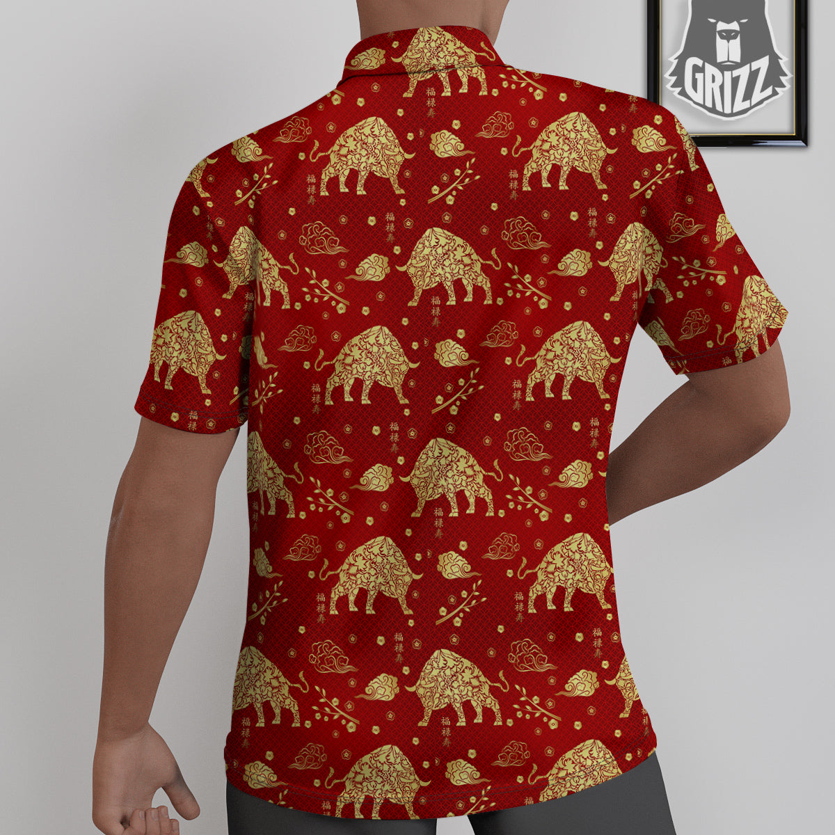 Ox Zodiac Chinese Flower Print Untucked Shirts-grizzshop