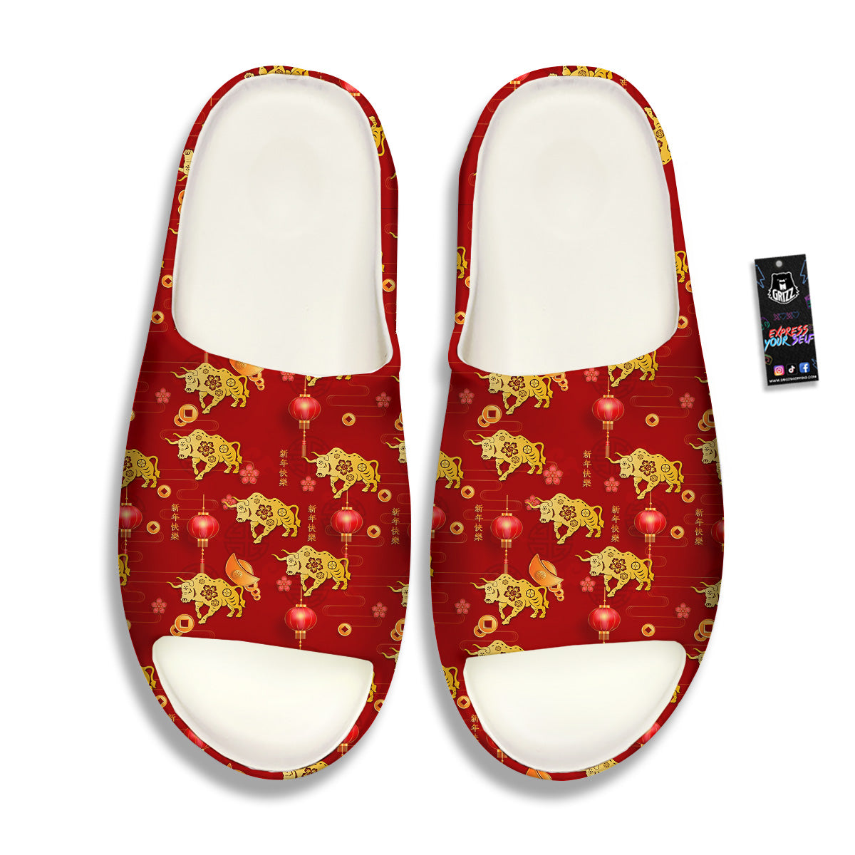 Ox And Chinese New Year Print Pattern Sandals-grizzshop