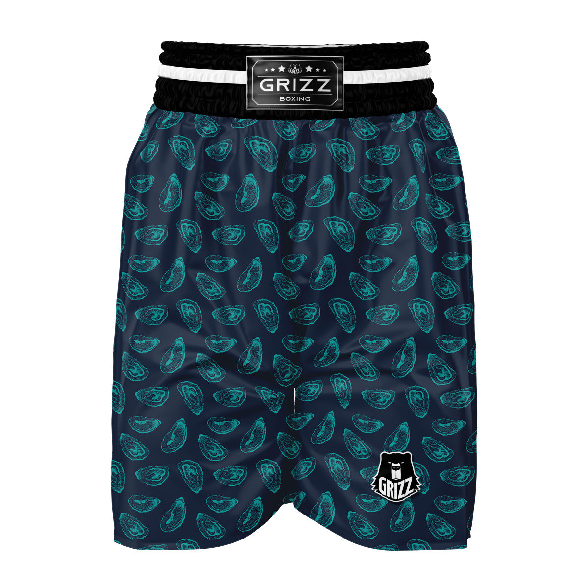 Oyster Blue Vintage Print Pattern Boxing Shorts-grizzshop