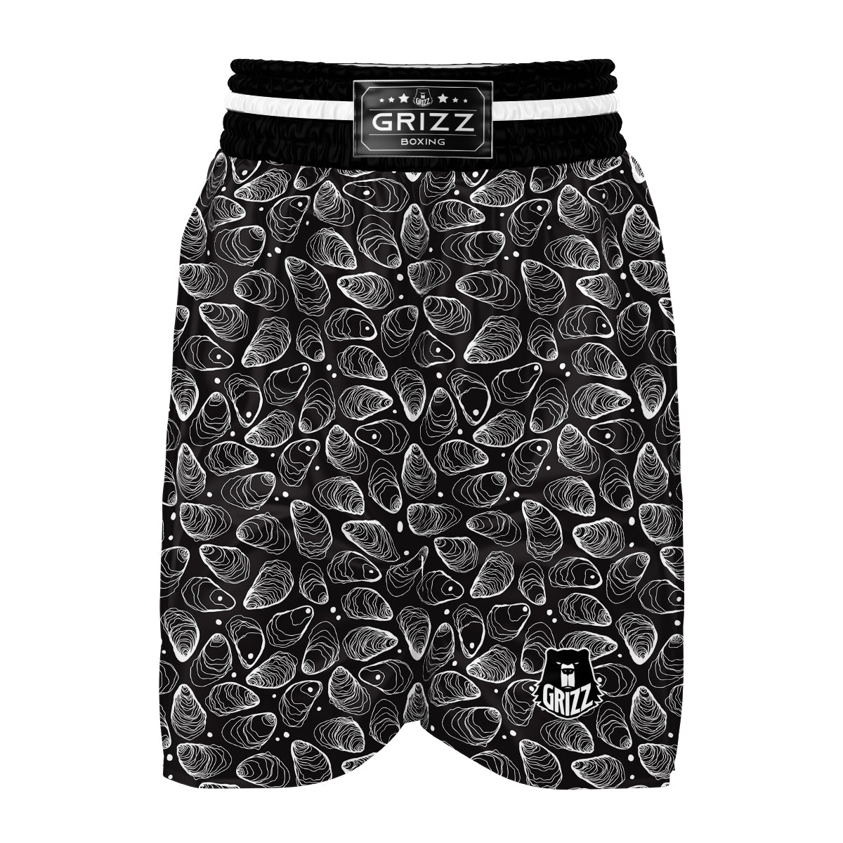 Oyster Hand Drawn Black White Print Pattern Boxing Shorts-grizzshop