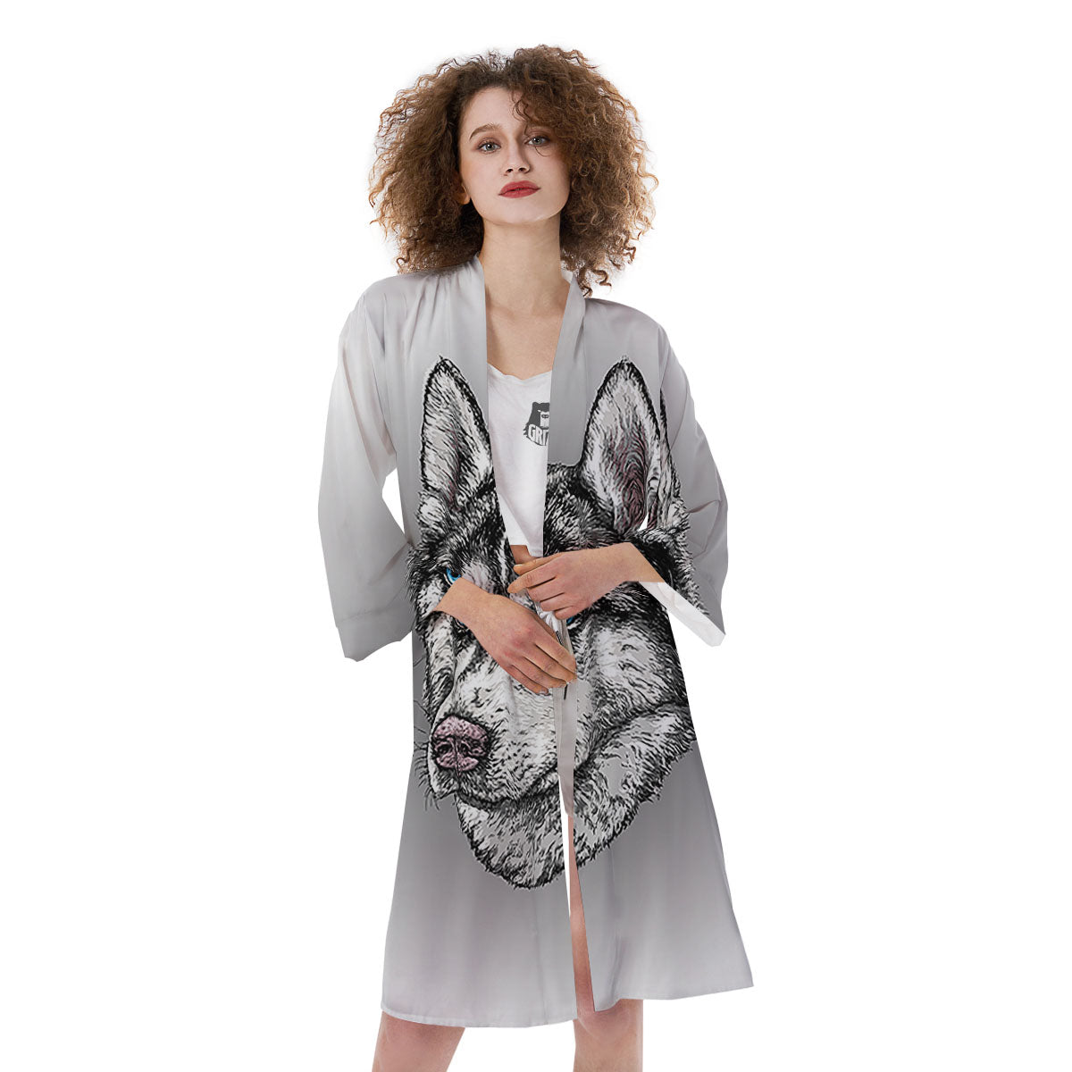 Painting Alaskan Malamute Print Kimono-grizzshop