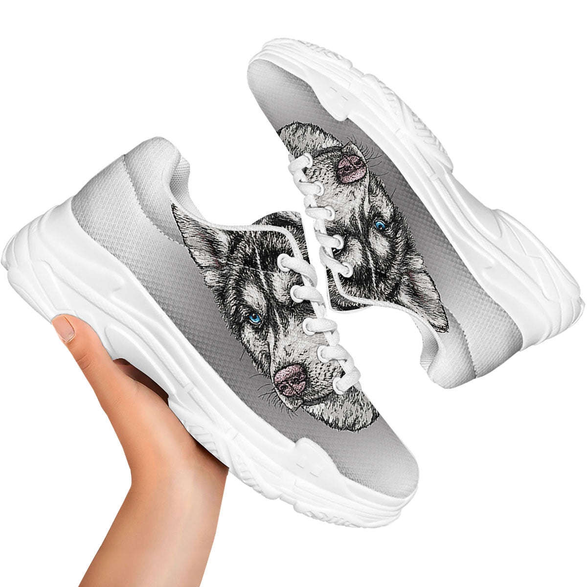 Painting Alaskan Malamute Print White Chunky Shoes-grizzshop