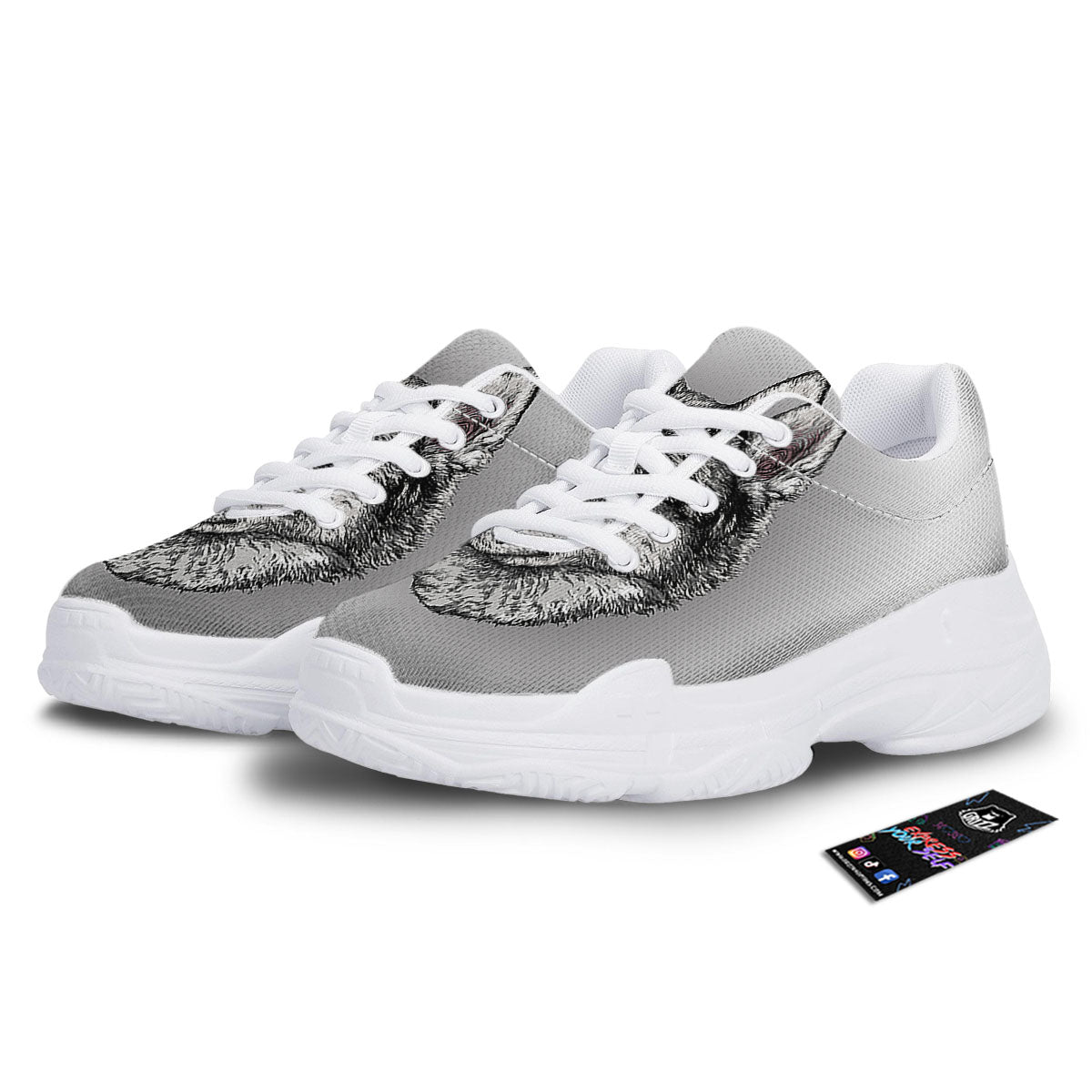 Painting Alaskan Malamute Print White Chunky Shoes-grizzshop