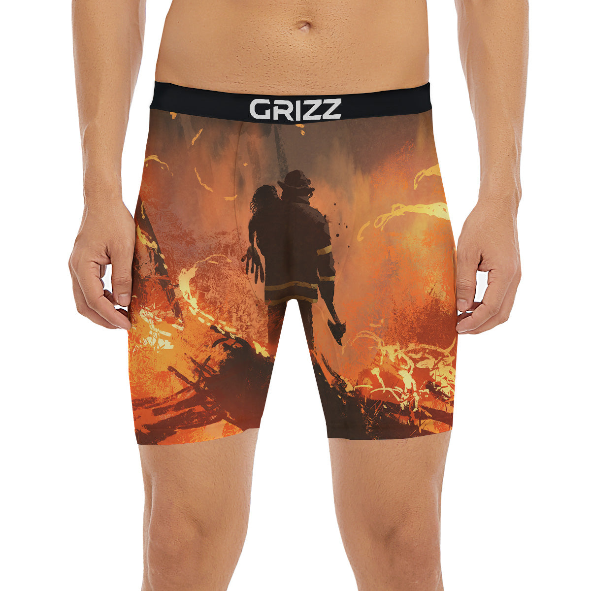 Painting Brave Firefighter Print Boxer Briefs-grizzshop