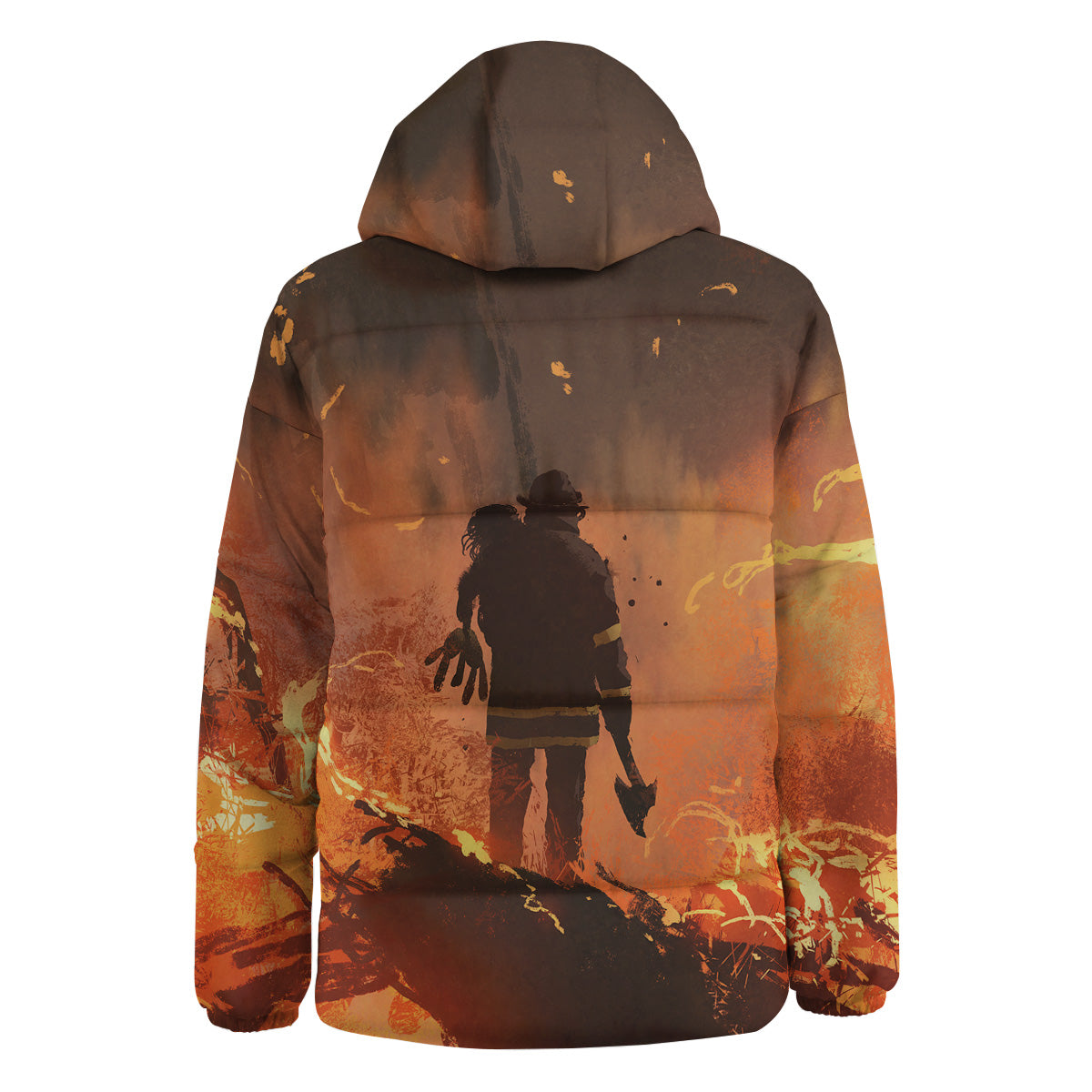 Painting Brave Firefighter Print Down Jacket-grizzshop