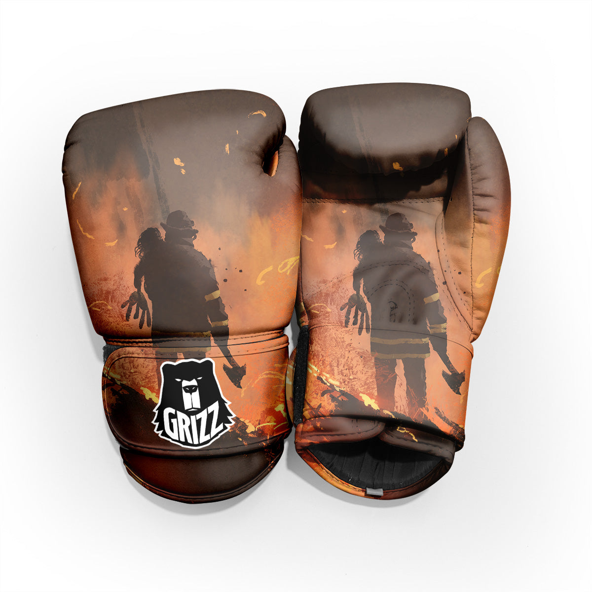 Painting Brave Firefighter Print Pro Boxing Glove
