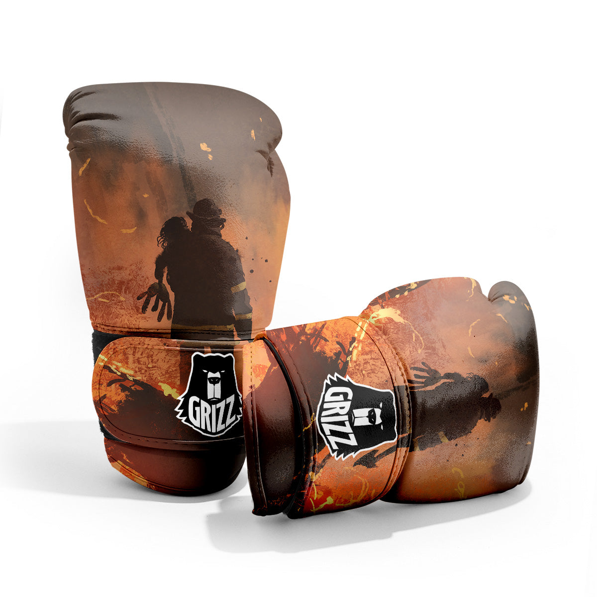 Painting Brave Firefighter Print Pro Boxing Glove