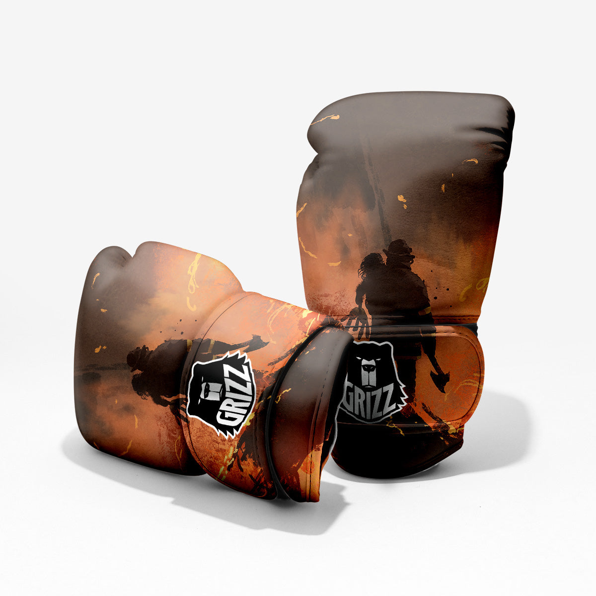 Painting Brave Firefighter Print Pro Boxing Glove