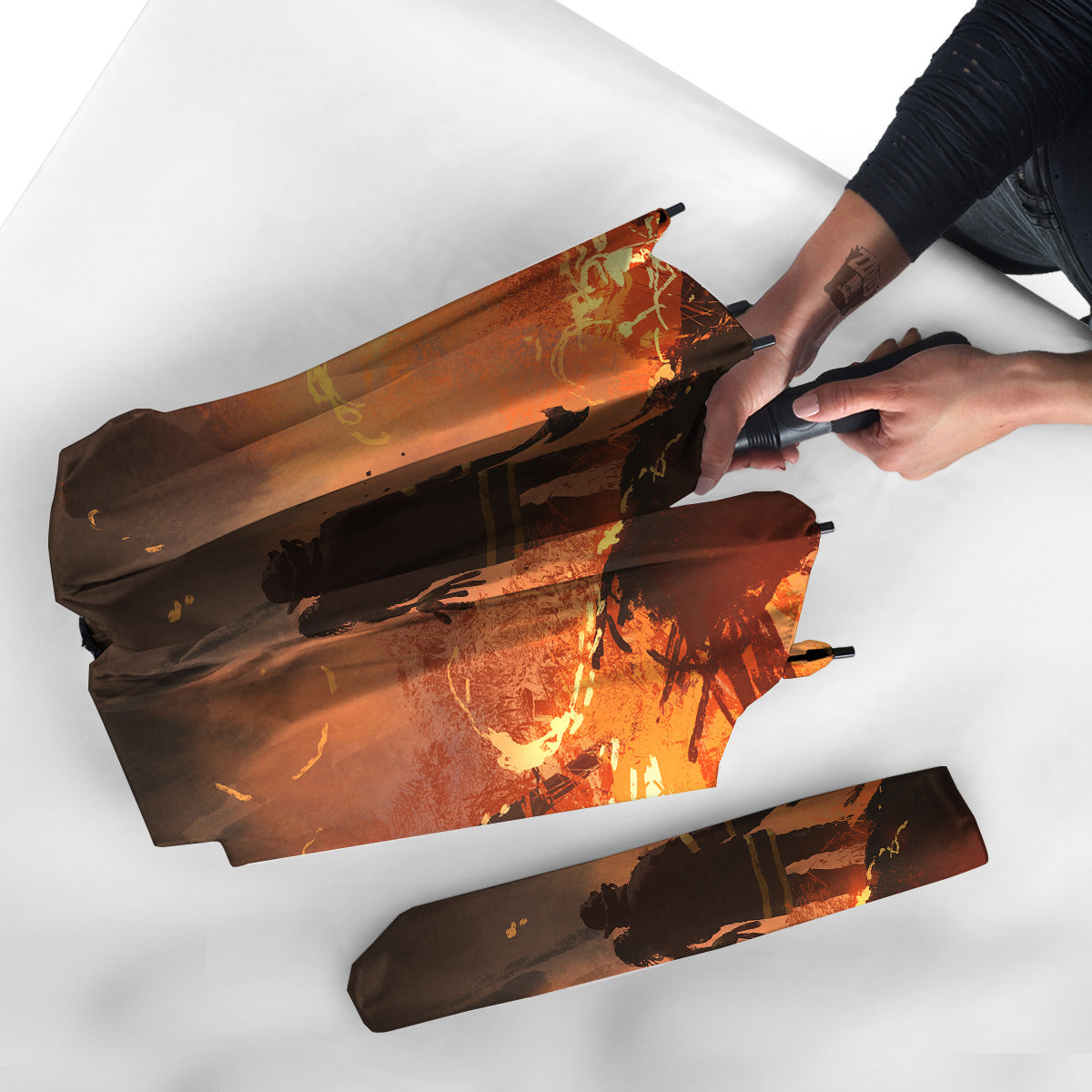 Painting Brave Firefighter Print Umbrella-grizzshop