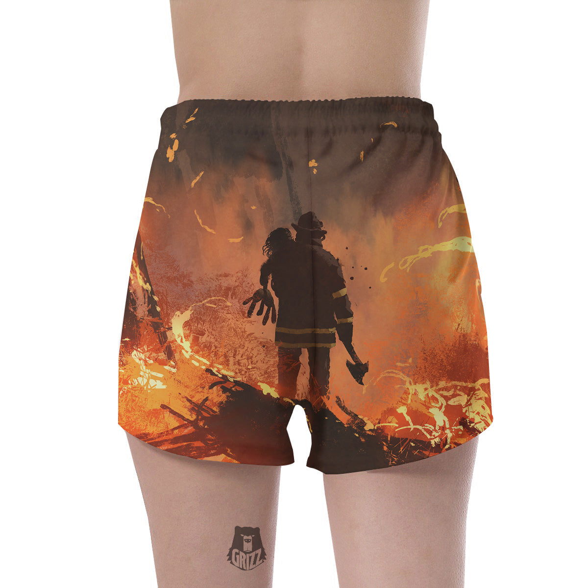 Painting Brave Firefighter Print Women's Shorts-grizzshop
