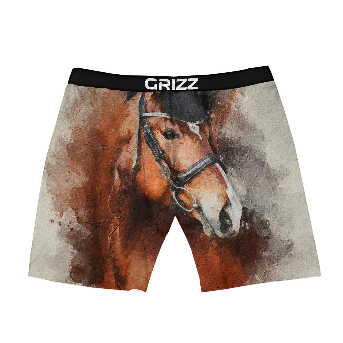 Painting Brown Horse Print Boxer Briefs-grizzshop
