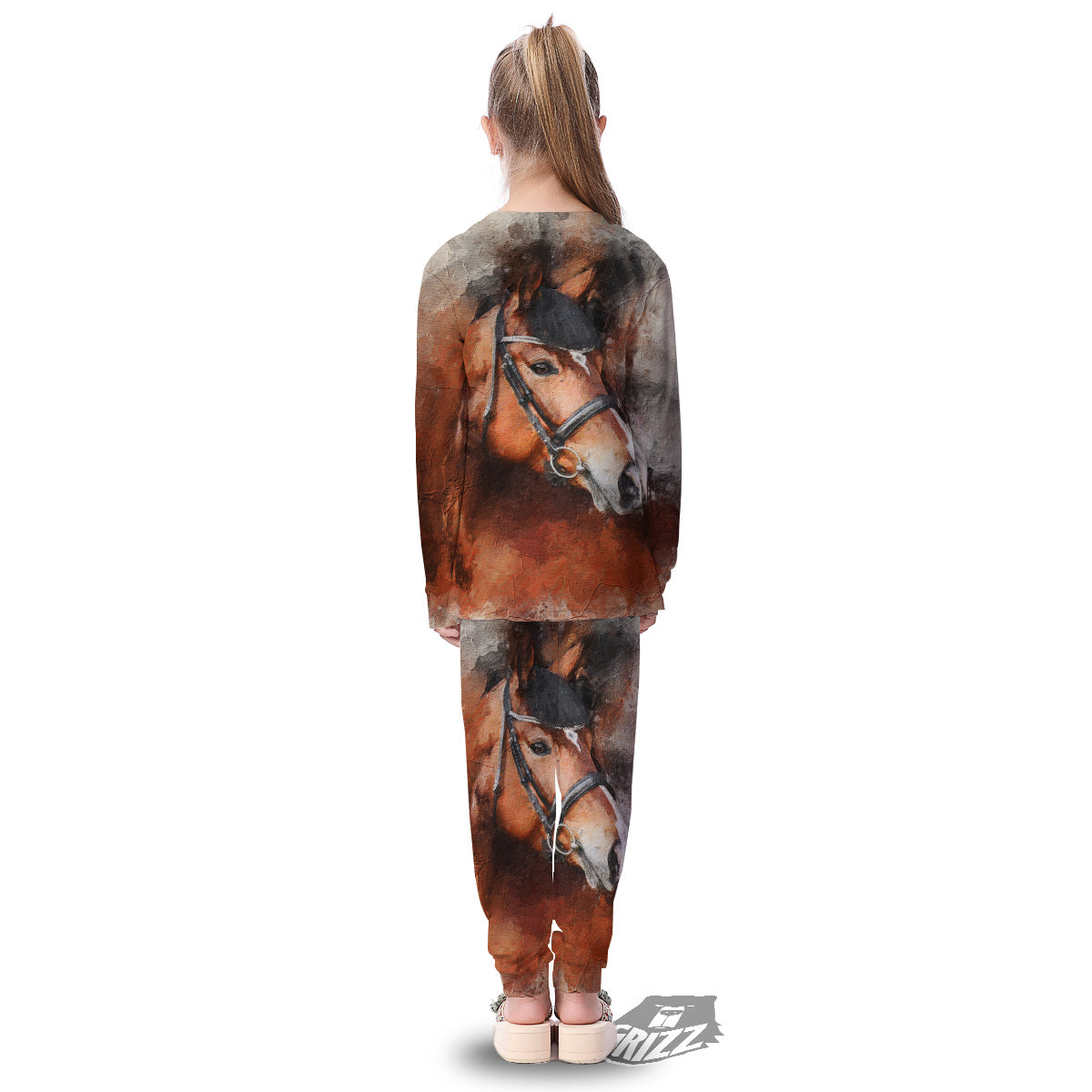 Painting Brown Horse Print Kid's Pajamas-grizzshop